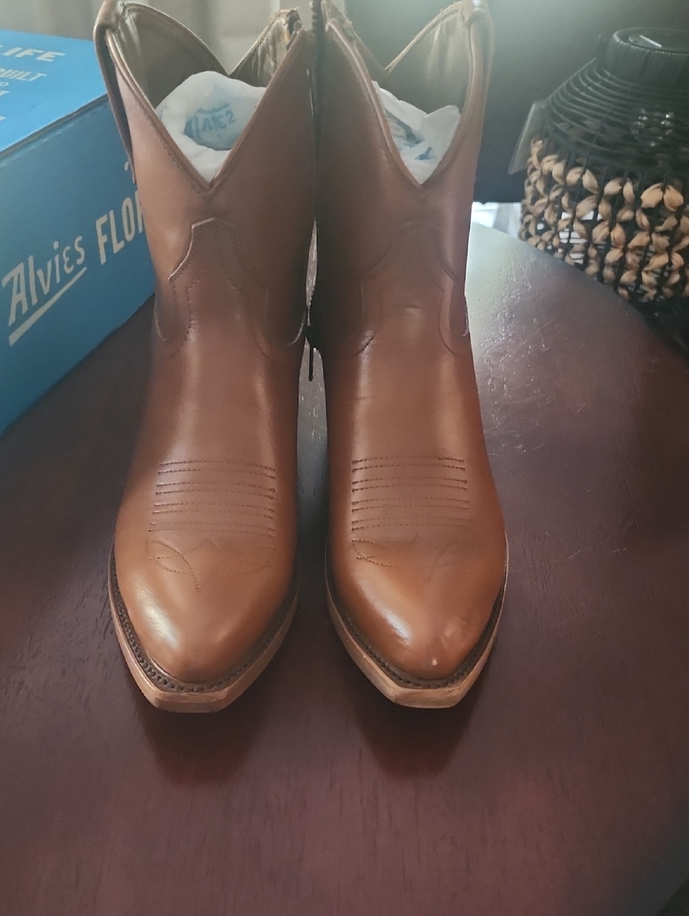 Women's Brown Leather Western Ankle Booties - Classic Cowboy Style
